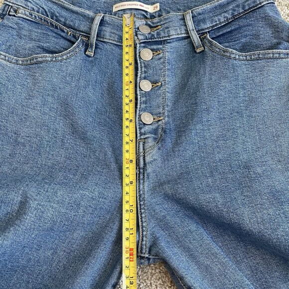 Levis Mile High Cropped Wide Leg Jeans Women 29 Button Fly Vtg Style Festival - Picture 11 of 14